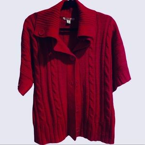 Carolyn Taylor Red Collared Chunky Sweater